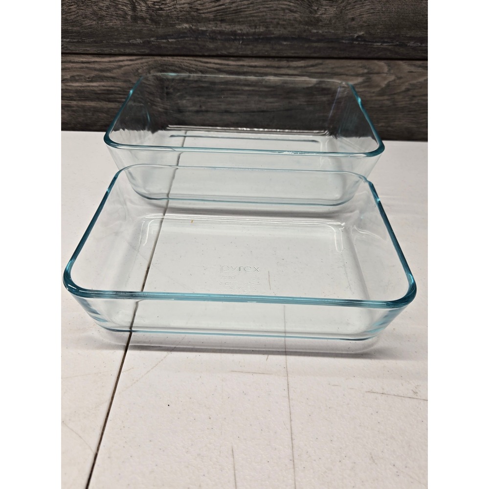 Pyrex Clear Glass‎ Rectangular Food Storage Dishes 3 Cup 7210 and 6 Cup 7211 Set